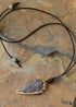 Boho Necklace,Blue and Black Agate, Jasper Arrowhead Pendant Leather